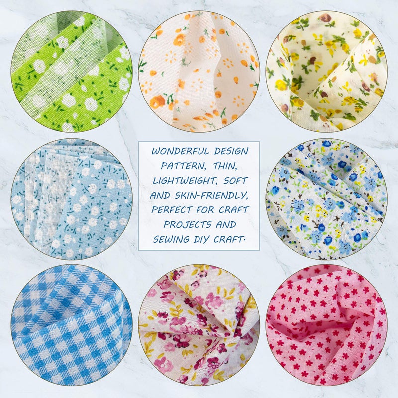 AUEAR, 35 Pack Cotton Print Fabric Bundle Squares 9.8"x9.8" Quilting Sewing Floral Precut Sheets for DIY Scrapbooking Dot Pattern (Bright Colors: Red & Blue Yellow Pink Green) - Image 4